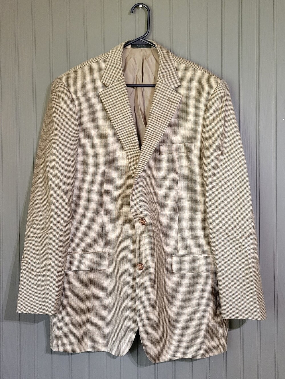 Lauren Ralph Lauren Silk Wool Blend Blazer Pincheck Pattern Brown Men's 44L
